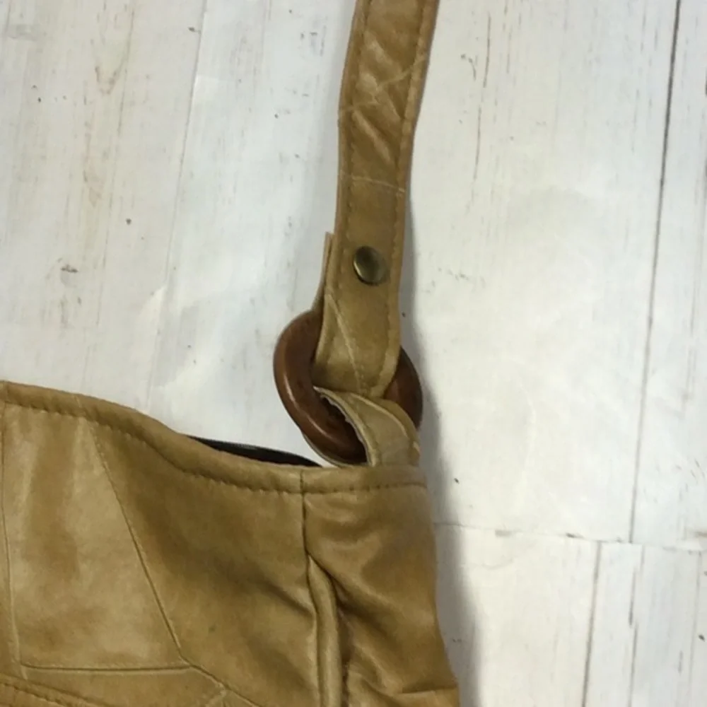 Vintage Faux Serra Camel Brown Leather Strap Shoulder Bag Purse